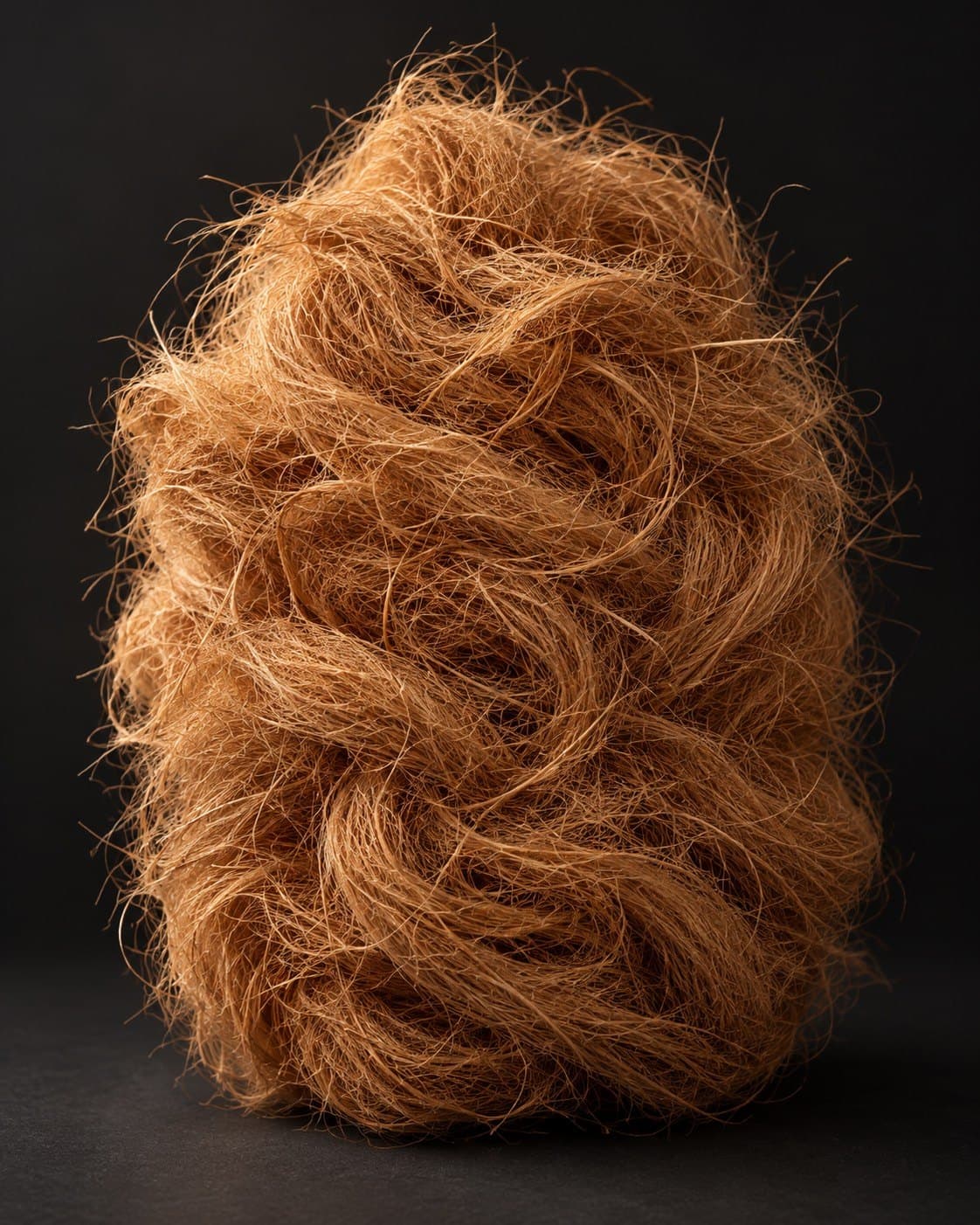Coarse golden-brown coconut coir fiber