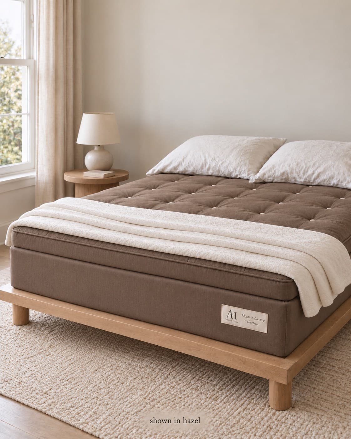 The Ashbury in Hazel, shown in a sunlit bedroom.